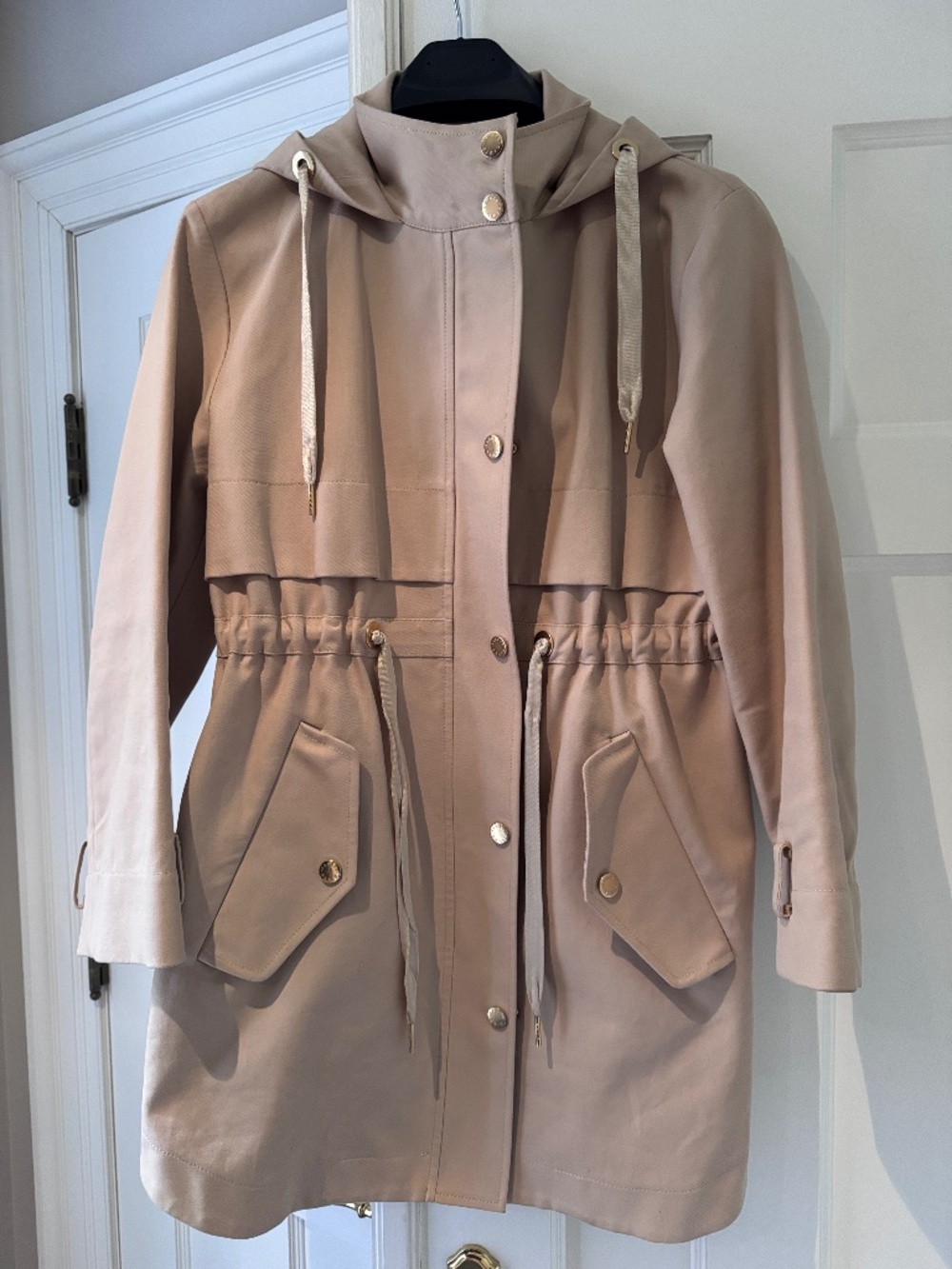 Sandro Paris 100% Cotton Trench Coat Zip-up hooded coat